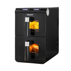 Devanti 11L dual zone air fryer oven in black with digital touchscreen