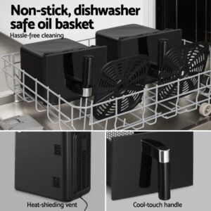 Devanti 11L Dual Zone Air Fryer Oven In Black – Great Shop Dishwasher Safe Non Stick Basket For Devanti Air Fryer Oven