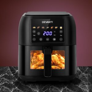 Lcd Touch Control Screen Showing 7 Presets On Devanti Air Fryer