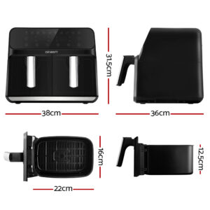 Devanti Dual Zone Air Fryer Black 8L 1700W Product Image Great Shop