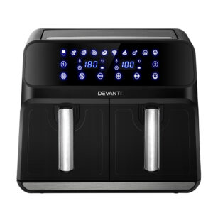 Devanti Dual Zone Air Fryer Black 8L 1700W Product Image Great Shop