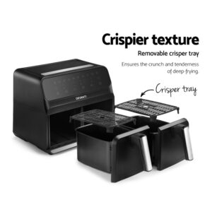 Removable Non Stick Crisper Trays From Devanti Dual Zone Air Fryer