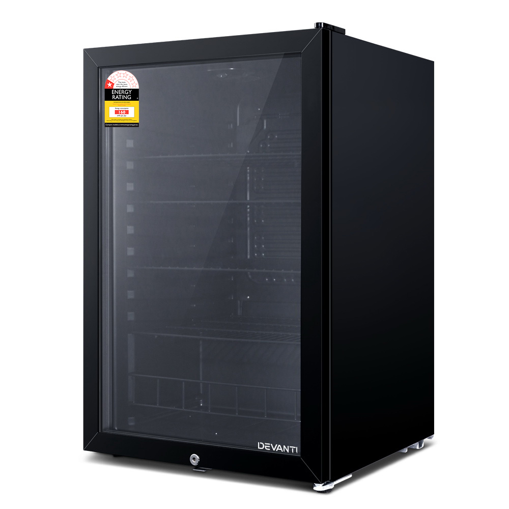 Devanti 115L Bar Fridge Glass Door W/Light Black – Great Shop Devanti 115L Bar Fridge Glass Door W/Light Black Stocked In An Office Breakroom
