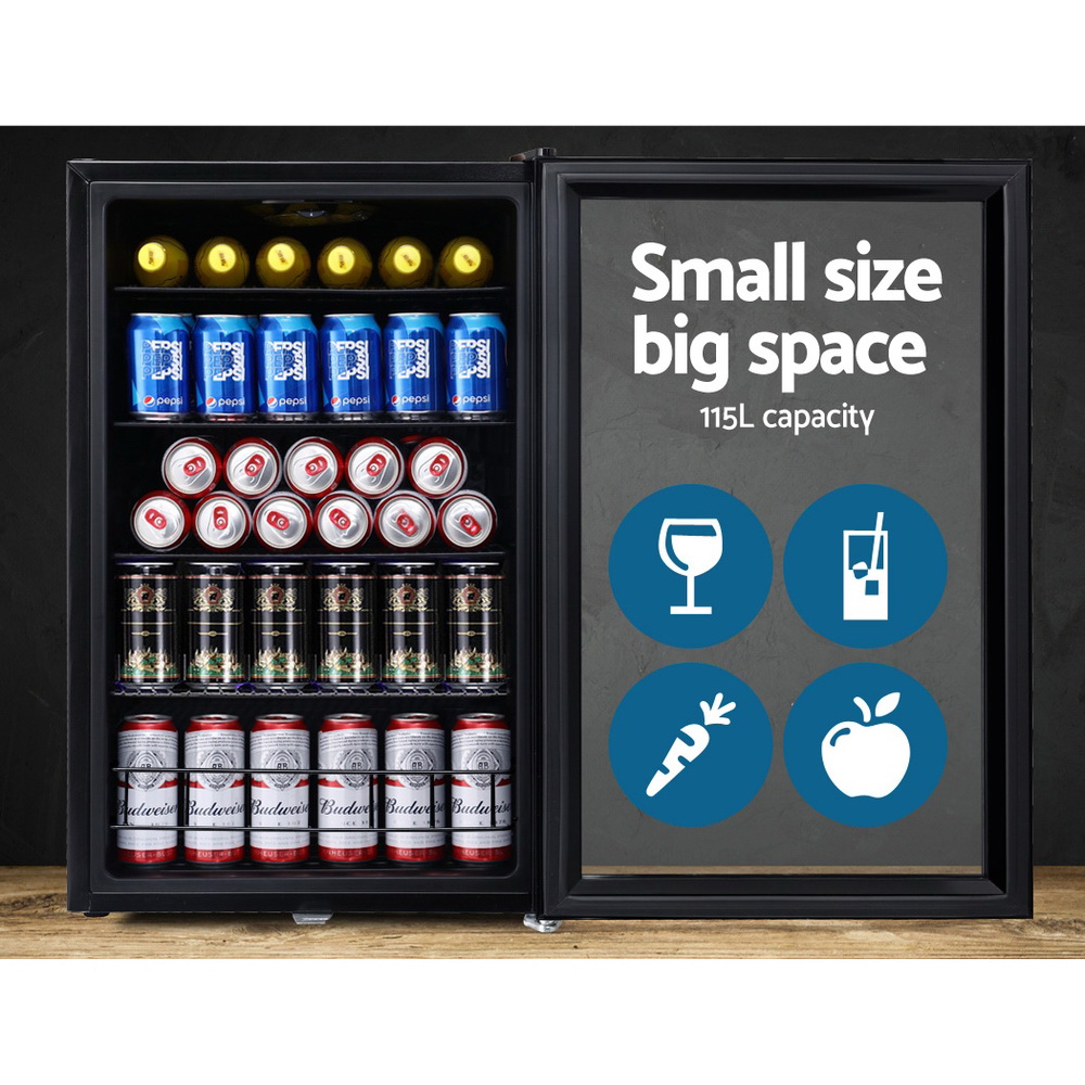 Devanti 115L Bar Fridge Glass Door W/Light Black – Great Shop Devanti 115L Bar Fridge Glass Door W/Light Black - Image 4