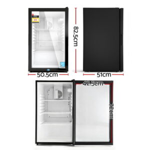 Devanti 105L Bar Fridge Glass Door Mini Fridge Black – Great Shop Devanti 105L Bar Fridge Glass Door Mini Fridge Black Product Image Great Shop