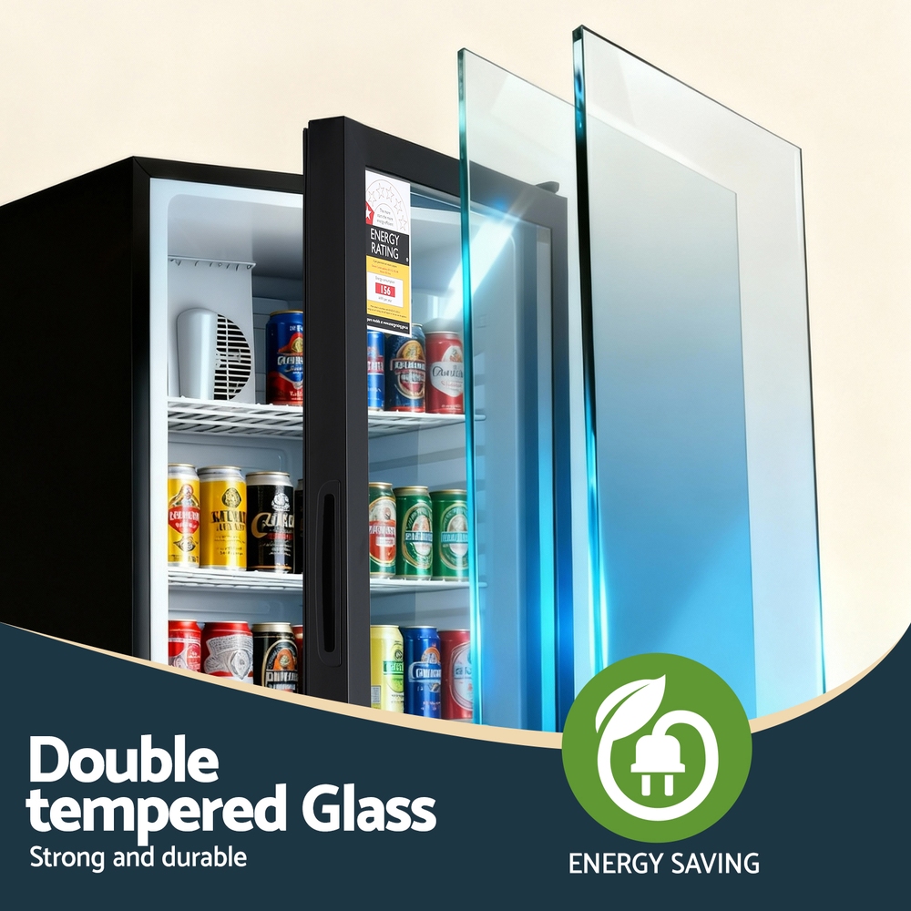 Devanti 105L Bar Fridge Glass Door Mini Fridge Black – Great Shop Devanti 105L Bar Fridge Glass Door Mini Fridge Black - Image 5