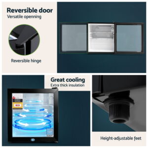 Devanti 40L Glass Door Mini Bar Fridge Cooler Black Product Image Great Shop