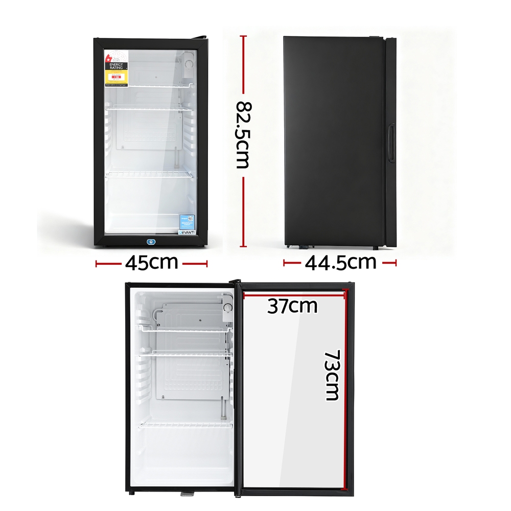 Devanti 78L Glass Door Bar Fridge Countertop Cooler Black – Great Shop Devanti 78L Glass Door Bar Fridge Countertop Cooler Black - Image 2