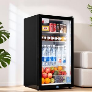 Devanti 78L Glass Door Bar Fridge Countertop Cooler Black – Great Shop Devanti Black Countertop Display Cooler Positioned On A Modern Home Bar Benchtop