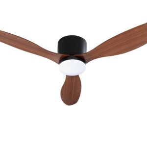 Devanti 52 inch dark wood dc motor ceiling fan with light front view