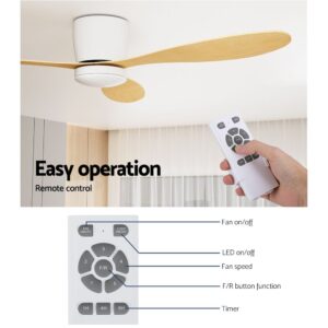 Devanti 52 inch dc motor ceiling fan with light wood blades