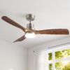 Devanti 52 Inch Smart Ceiling Fan Remote Dc Motor Timber Brown Finish Front View