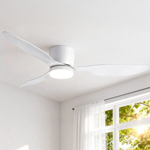 Devanti 52 inch DC motor ceiling fan with white blades and integrated LED light