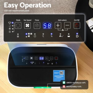 Devanti 20L Dehumidifier Drying Wet Laundry Items On A Clothes Rack Inside