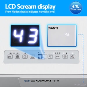 Close-Up Of The Soft Touch Control Panel On Top Of The Devanti 30L Dehumidifier