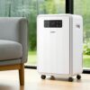 Devanti 70L Dehumidifier Commercial Moisture Absorber In Clean White Casing Showing Humidity Levels