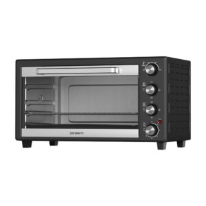 Devanti 60L Convection Oven in black and silver standing on a modern kitchen counter
