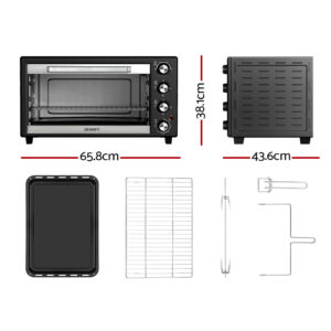 Layout Of Included Baking Tray Wire Rack Tray Handle And Rotisserie Fork For Devanti Oven