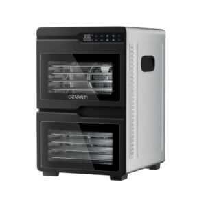 Devanti 12 trays food dehydrator dual-zone stainless steel unit facing forward