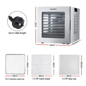 Devanti 10 Trays Food Dehydrator Stainless Steel Glass Door – Great Shop Devanti 10 Trays Food Dehydrator Stainless Steel Glass Door Product Image Great Shop
