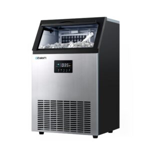 Devanti 45kg commercial ice maker machine in stainless steel and black trim