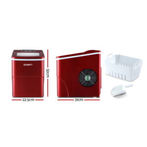Devanti Portable Ice Cube Maker Machine 2L Benchtop Red Product Image Great Shop