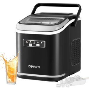 Devanti portable countertop ice maker machine in matte black finish