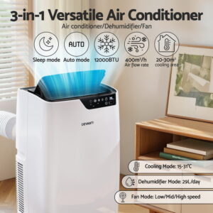 Devanti Portable Air Conditioner Dehumidifier Fan 12000Btu Product Image Great Shop