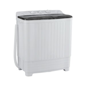 Devanti 4.5kg portable twin tub washing machine with dual lid covers open