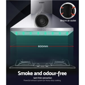 Devanti 600Mm Canopy Rangehood Stainless Steel Product Image Great Shop