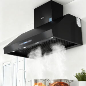 Devanti 1200mm commercial bbq range hood dual motor in black