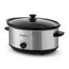 Devanti 6.5L Slow Cooker Electric Multi Cooker Silver On A Kitchen Counter