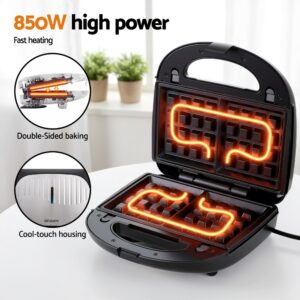 Devanti 3-In-1 Sandwich Press Waffle Maker &Amp; Grill Product Image Great Shop