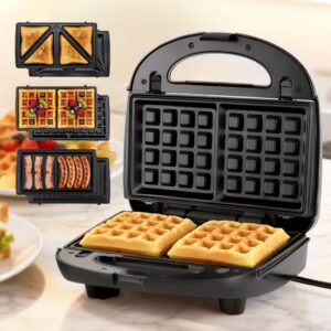 Olden Waffles And Grilled Paninis Made Using The Devanti 3-In-1 Press
