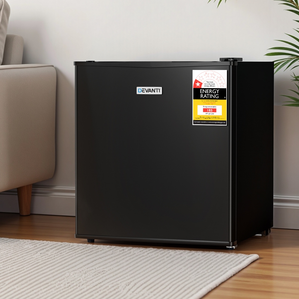 Devanti 31L Small Upright Vertical Freezer In Black – Great Shop Black Small Upright Freezer Installed Under A Caravan Kitchen Bench