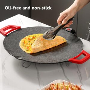 Smokeless indoor electric grill & nonstick griddle searing steaks and vegetables on a kitchen benchtop