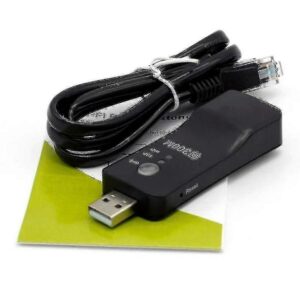 Samsung smart TV LAN adapter ethernet wifi wireless dongle with included RJ45 cable front view