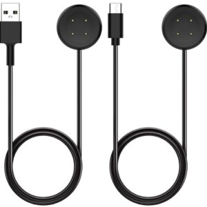 Top down view of the black Pixel Watch 2 & 3 Charger showing the magnetic charging puck and the 1m cable