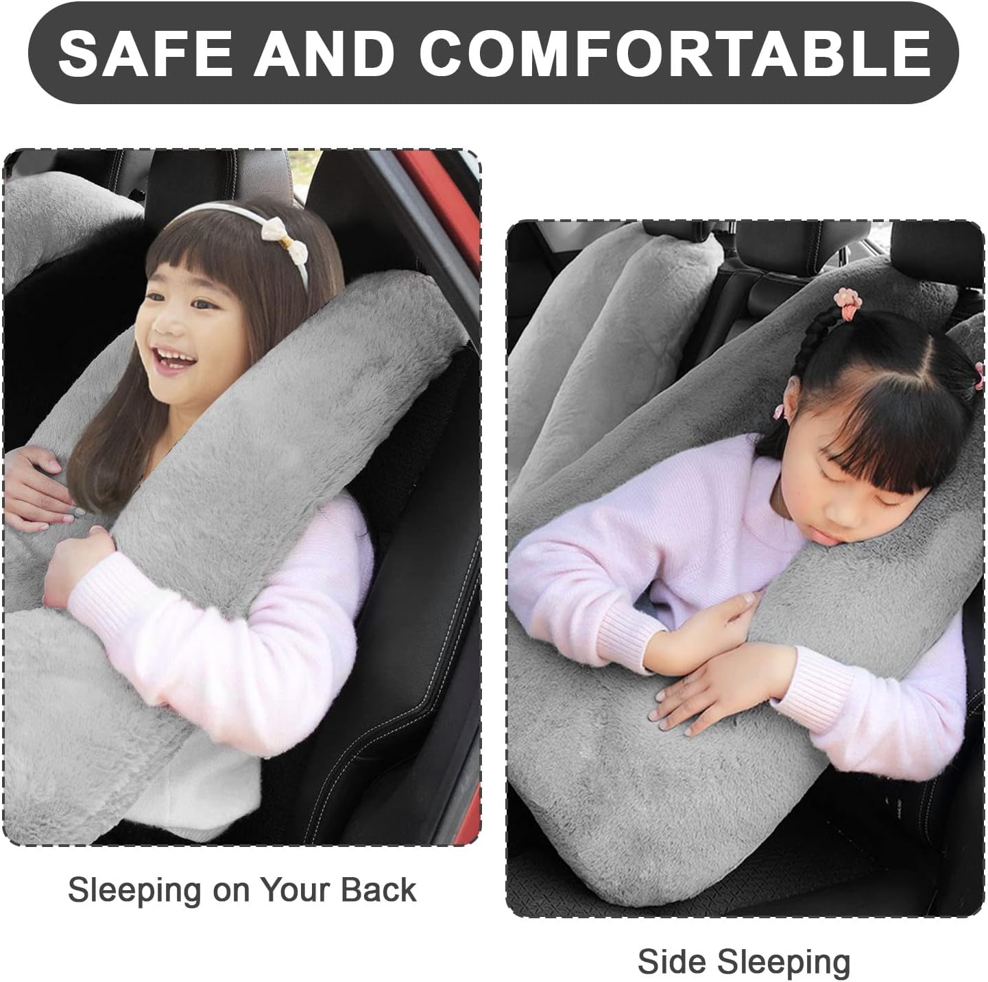 Kids Car Travel Pillow – Soft Cotton Support Cushion (Gray – Great Shop Kids Car Pillow