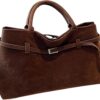 Dark Brown Suede Tote Bag | Large Capacity Retro Style – Great Shop Suede Tote Bag
