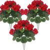 6Pcs Red Artificial Geraniums | Lifelike 14-Inch Flowers – Great Shop Artificial Geraniums