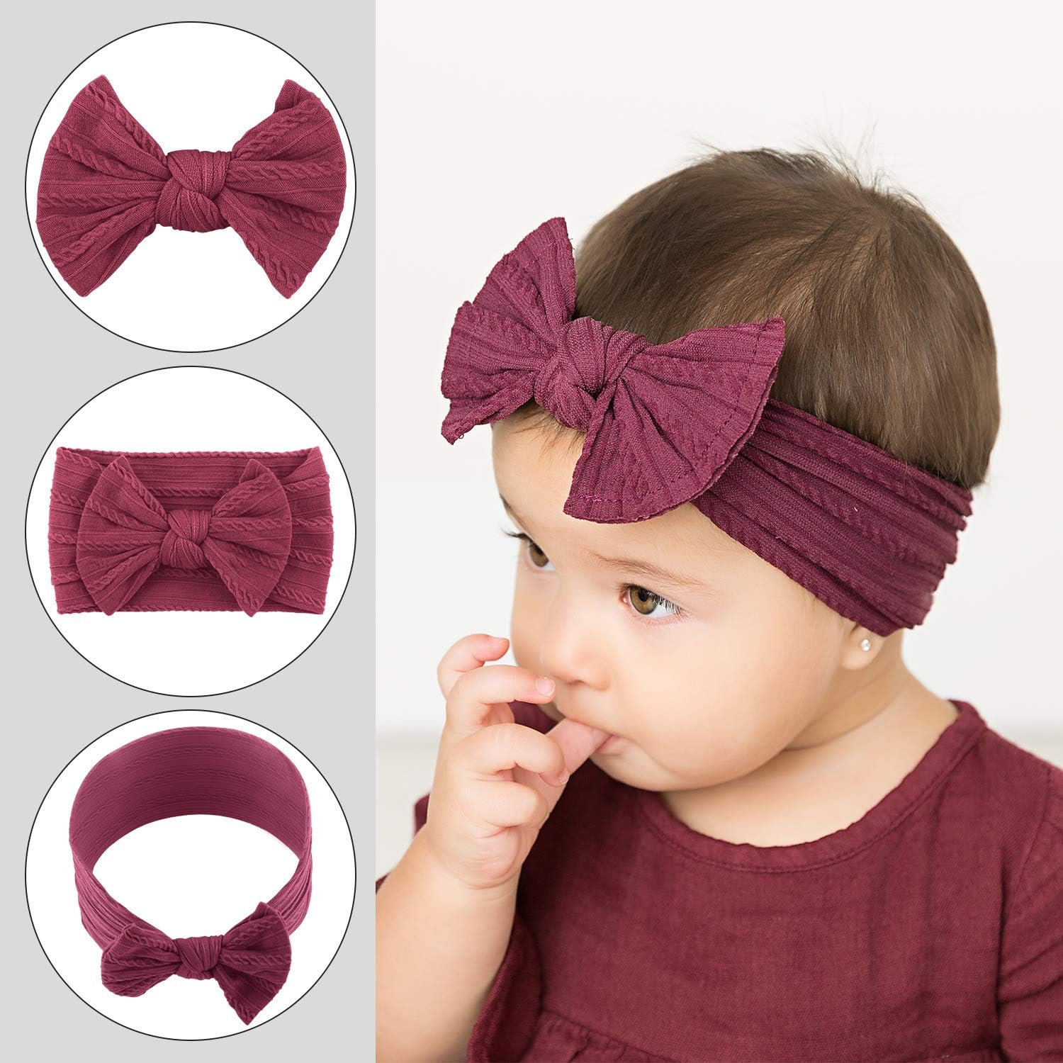 8-Pack Baby Nylon Headbands | Soft &Amp; Stretchy Bows – Great Shop Baby Nylon Headbands