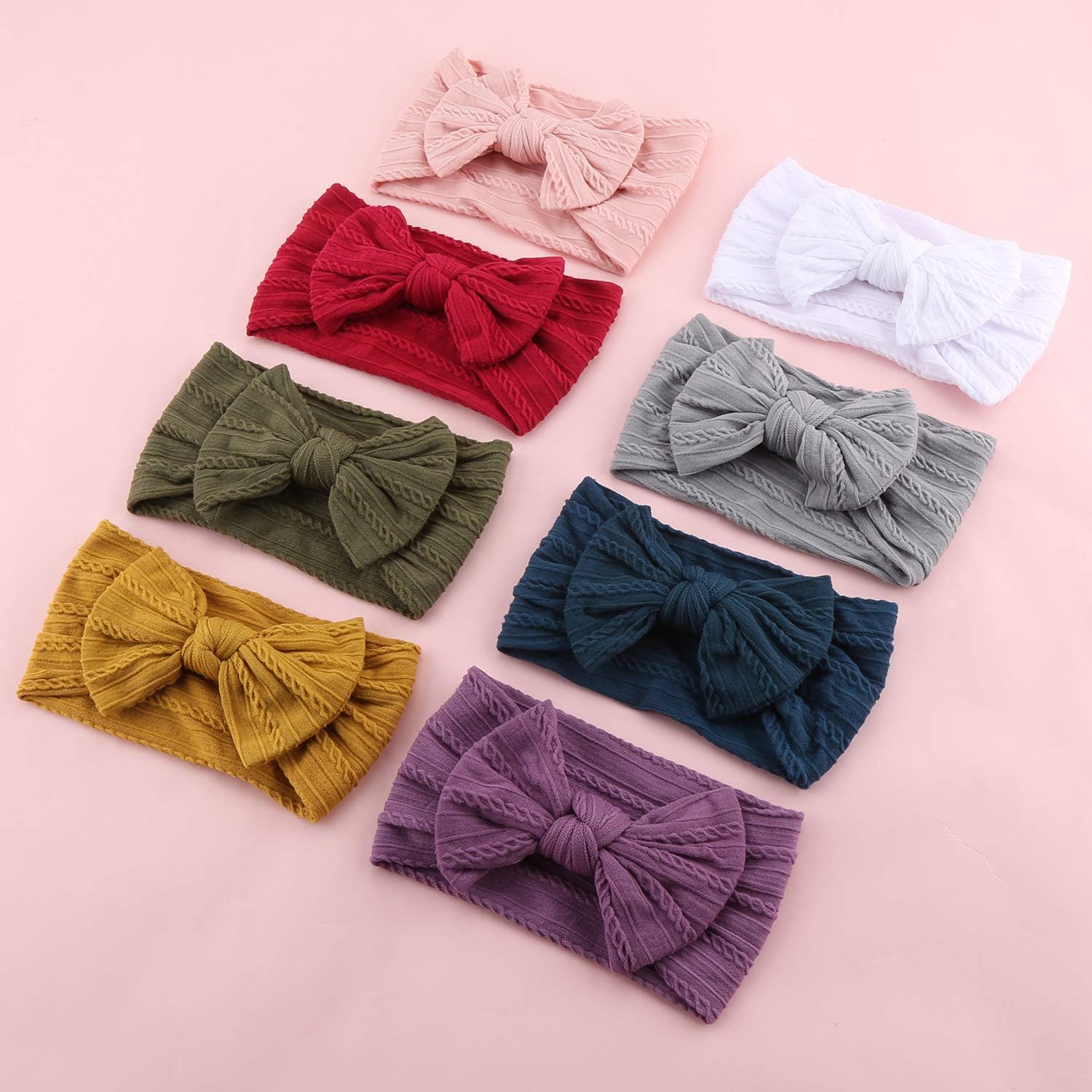 8-Pack Baby Nylon Headbands | Soft &Amp; Stretchy Bows – Great Shop Baby Nylon Headbands