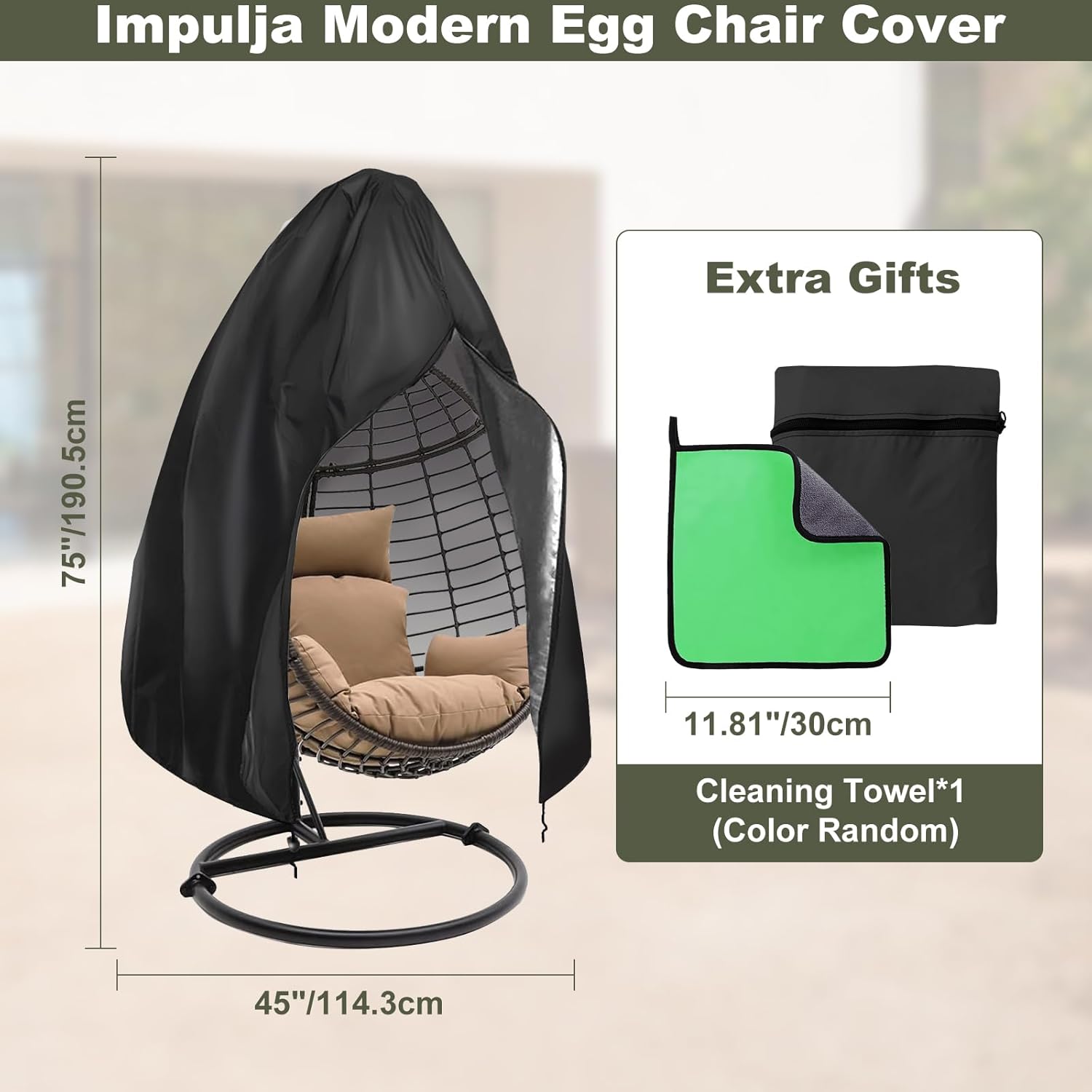 Hanging Egg Chair Cover 420D Heavy Duty Waterproof Black – Great Shop Hanging Egg Chair Cover 420D Heavy Duty Waterproof Black - Image 6