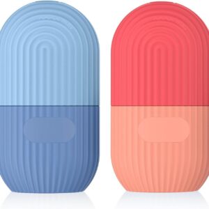 2Pcs Ice Roller For Face And Eye Silicone Skin Care Mold – Great Shop 2Pcs Ice Roller For Face And Eye, Silicone Ice Facial Roller Ice Holder, Face Ice Mold Skin Care, Face Icers Reusable Ice Cube Roller For Shrink Pores Anti Wrinkle Reduce Puffiness, Pink Blue