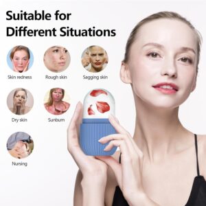 2Pcs Ice Roller For Face And Eye Silicone Skin Care Mold – Great Shop 2Pcs Ice Roller For Face And Eye, Silicone Ice Facial Roller Ice Holder, Face Ice Mold Skin Care, Face Icers Reusable Ice Cube Roller For Shrink Pores Anti Wrinkle Reduce Puffiness, Pink Blue