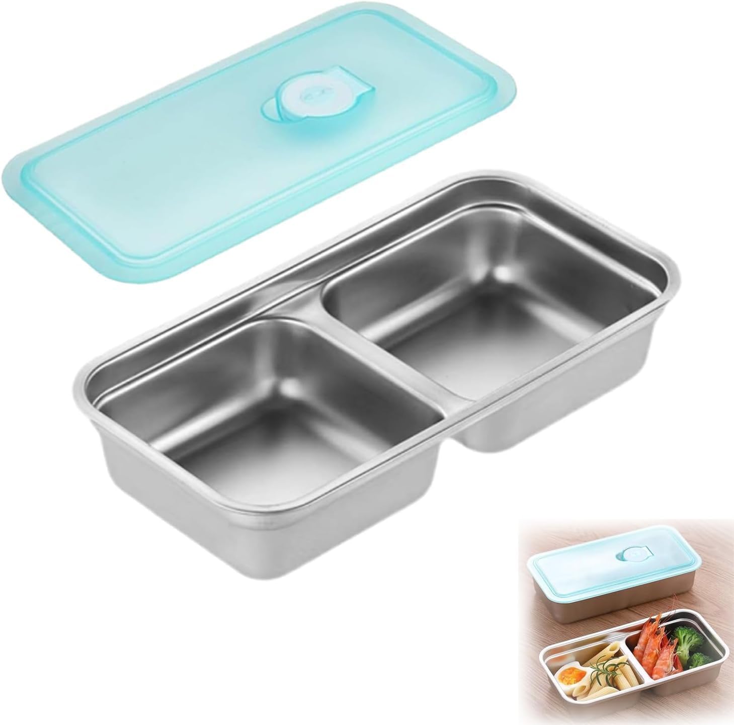 Stainless Steel Double Compartment Snack Containers – Great Shop Stainless Steel Snack Containers