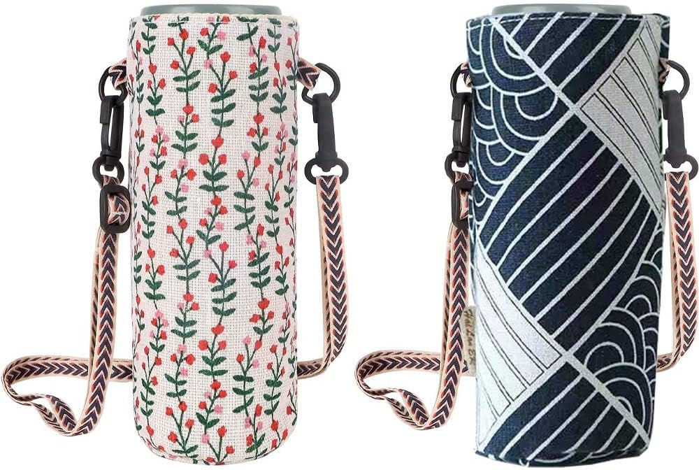 2-Pack Floral Water Bottle Carrier Bag With Strap – Great Shop Water Bottle Carrier Bag