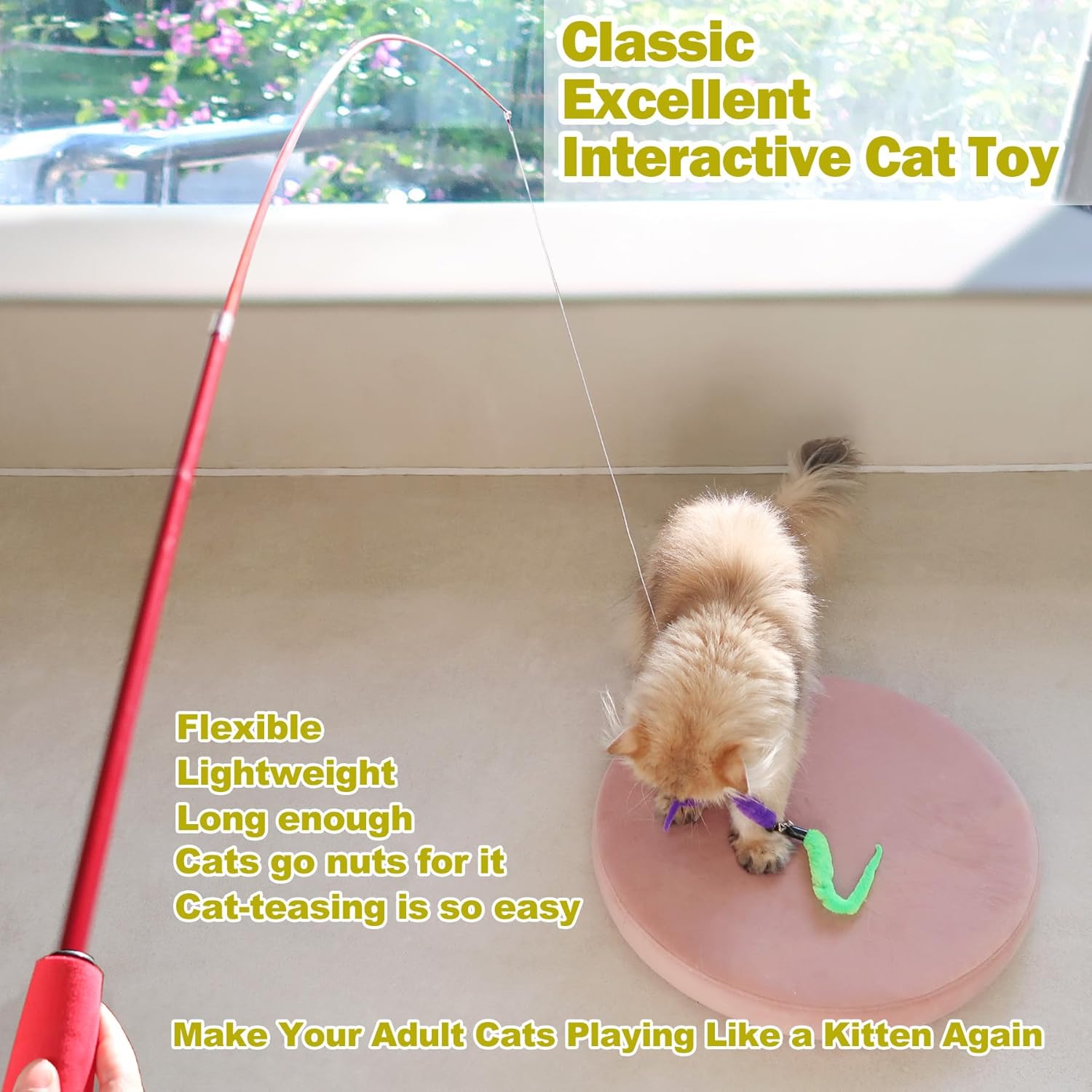 Huidcom Cat Feather Toy Retractable Interactive Wand Kit – Great Shop Huidcom Cat Feather Toy Retractable Interactive Wand Kit - Image 4