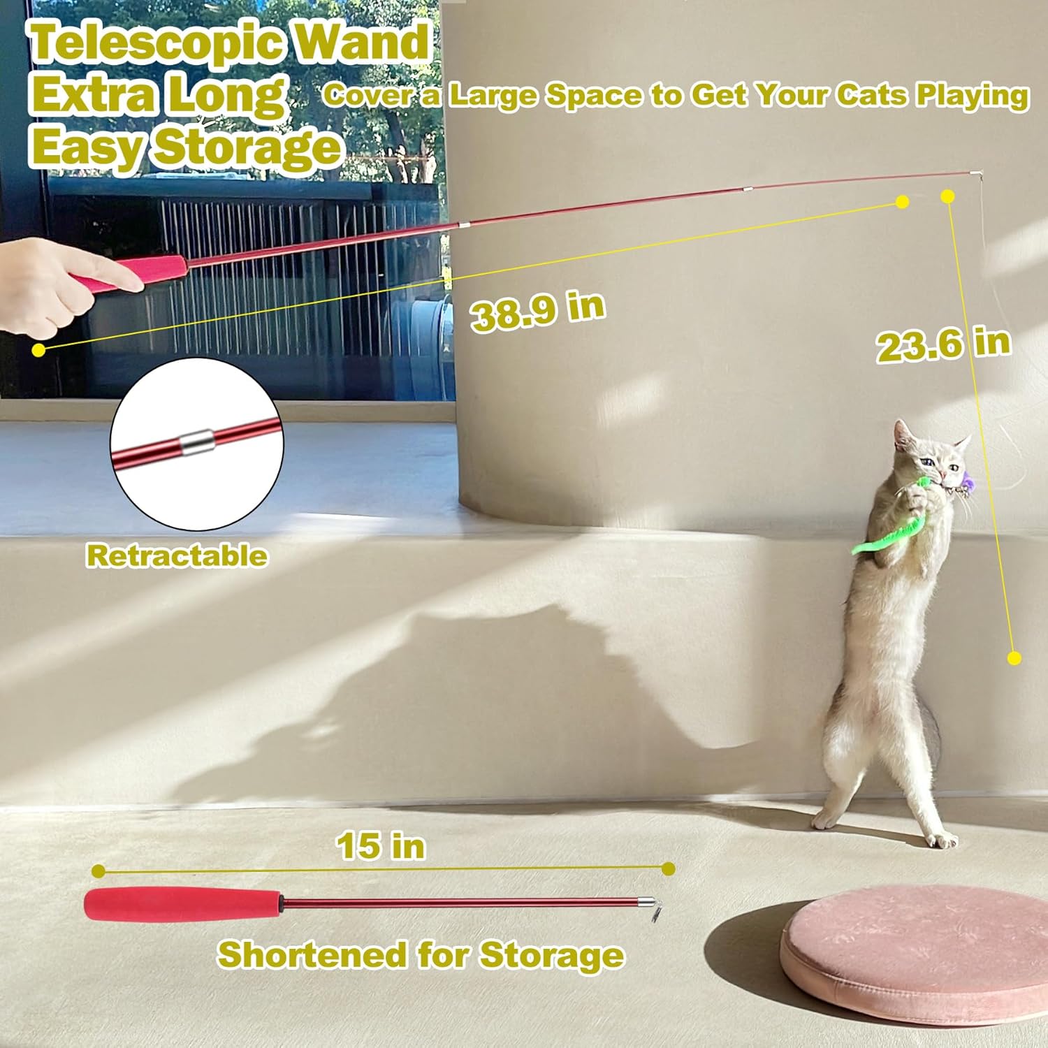 Huidcom Cat Feather Toy Retractable Interactive Wand Kit – Great Shop Huidcom Cat Feather Toy Retractable Interactive Wand Kit - Image 5
